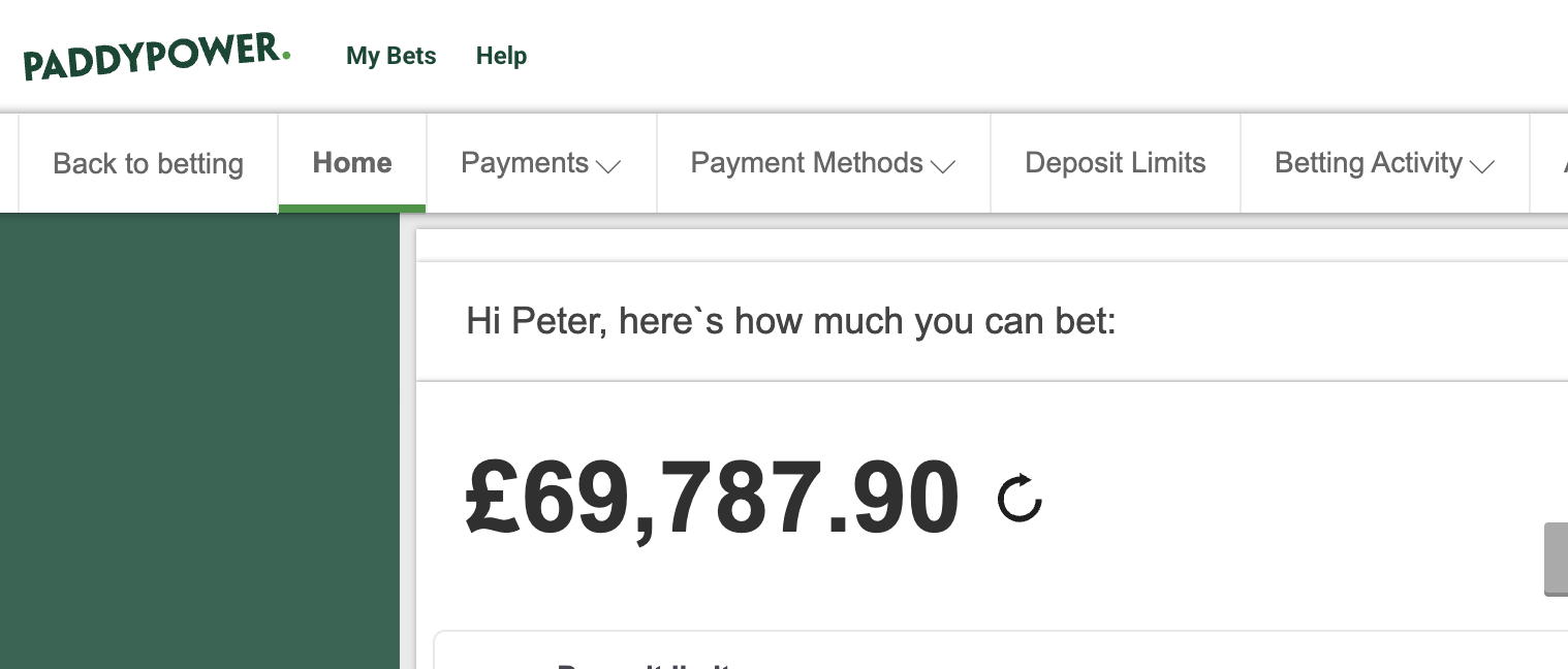Paddy Power betting screenshot